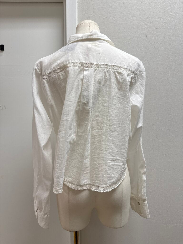 LoveShackFancy White Embellished Button Up NWT