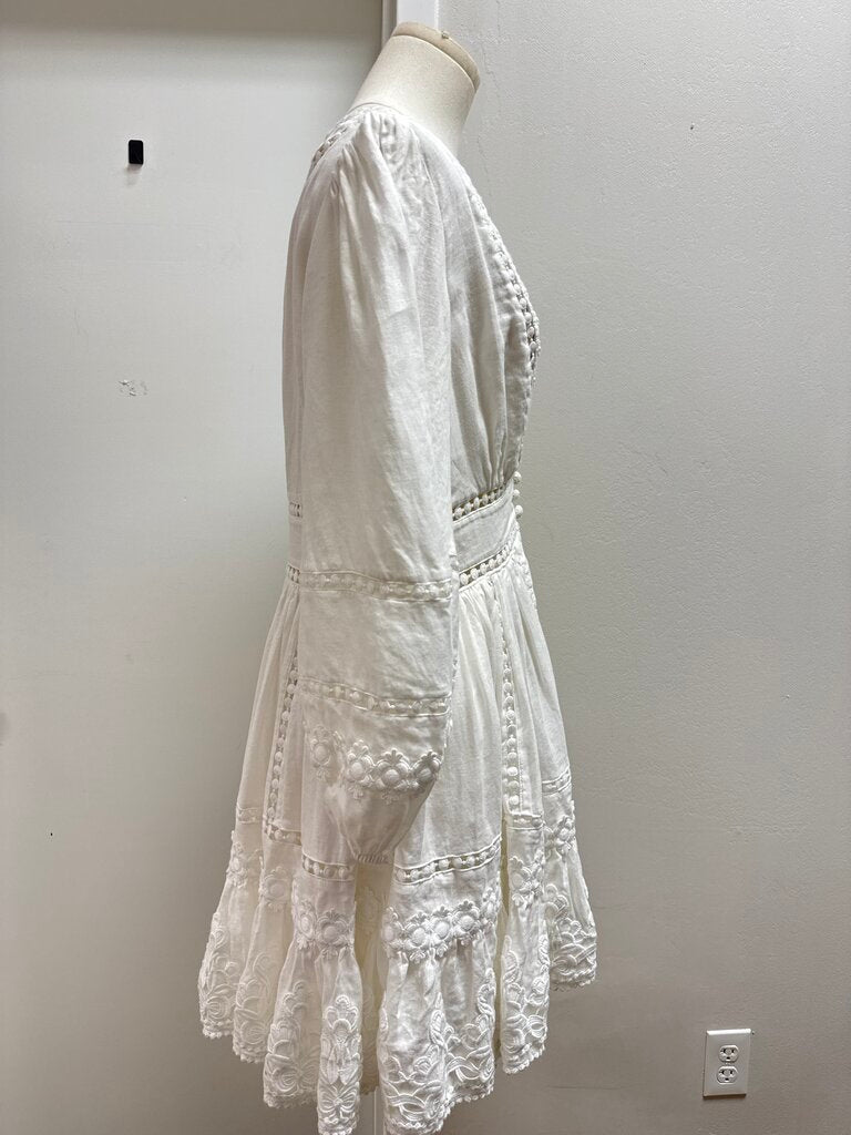 Zimmermann White Lace Embroidered Mini Dress
