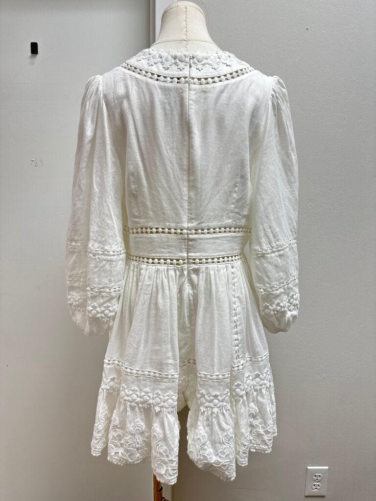 Zimmermann White Lace Embroidered Mini Dress
