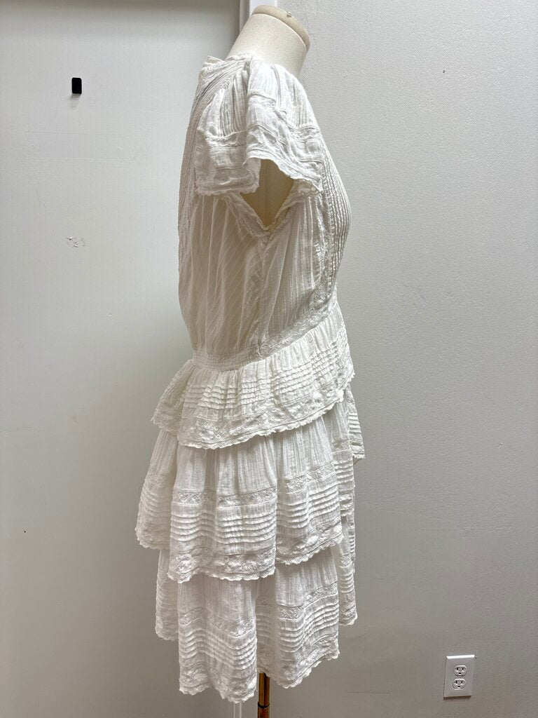 LoveShackFancy White Lace Detail Mini Dress