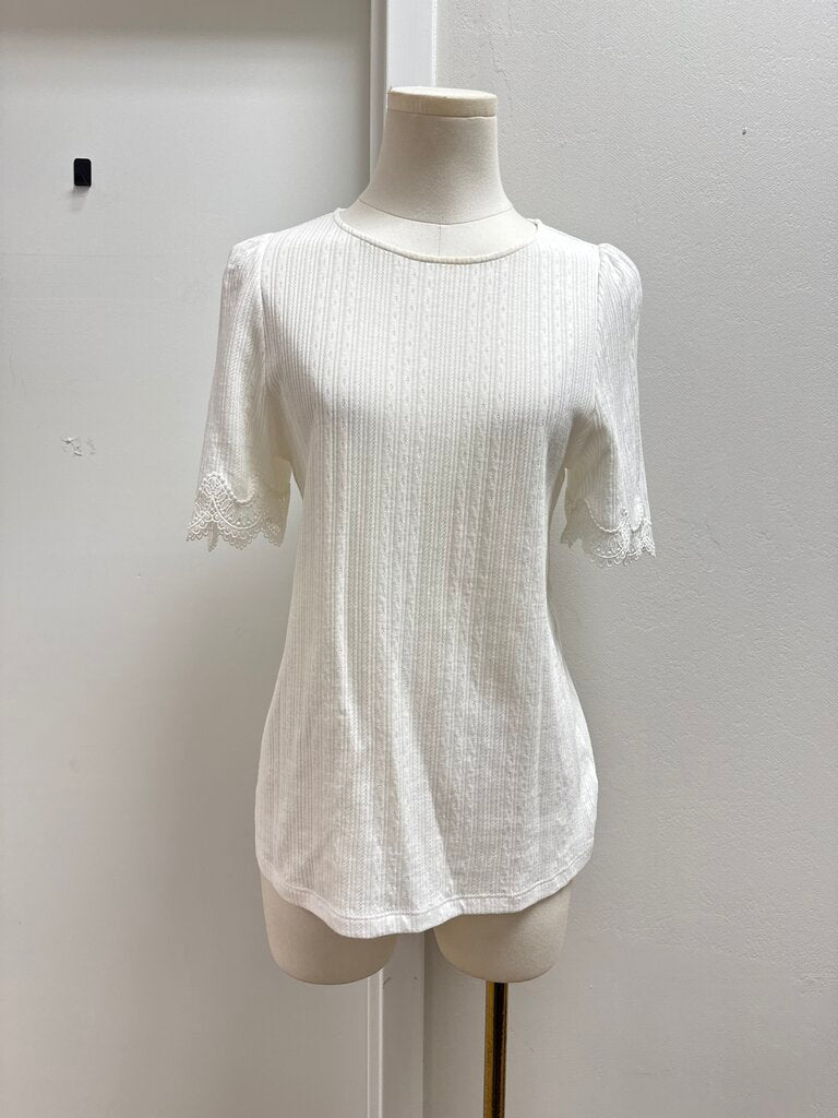 Sezane Ivory Pointelle Top