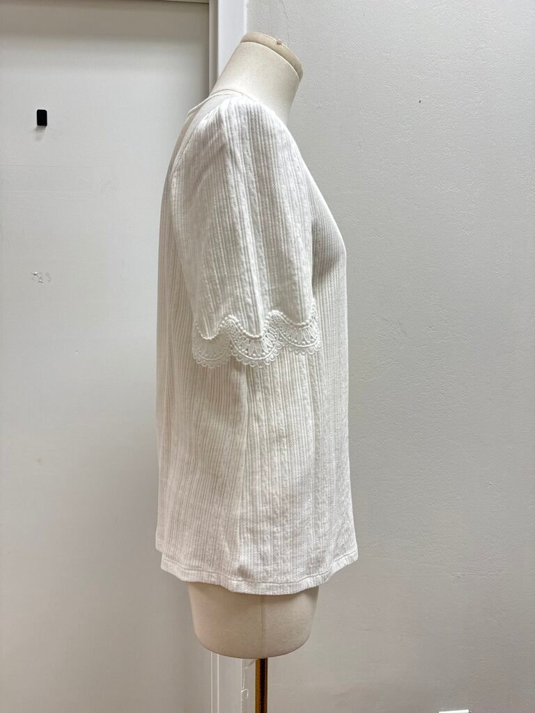 Sezane Ivory Pointelle Top