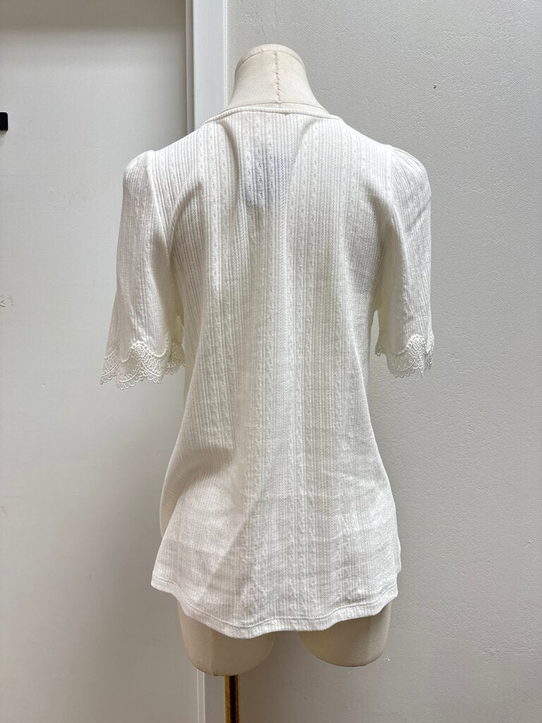 Sezane Ivory Pointelle Top