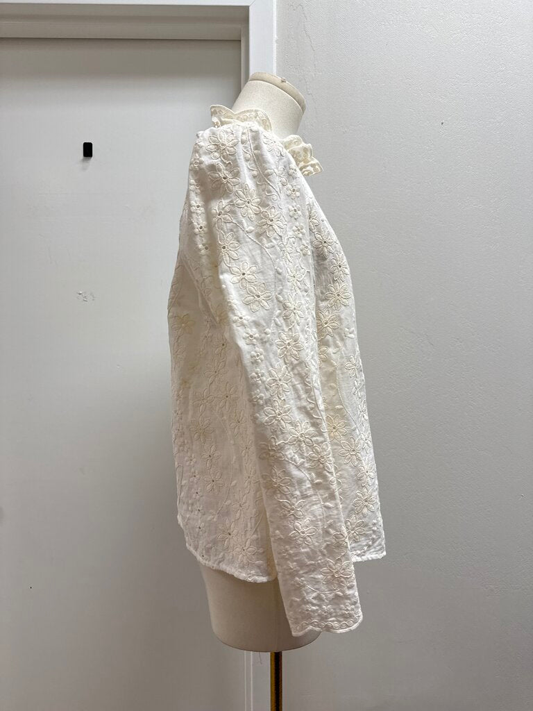 Sezane Ivory Embroidered Top
