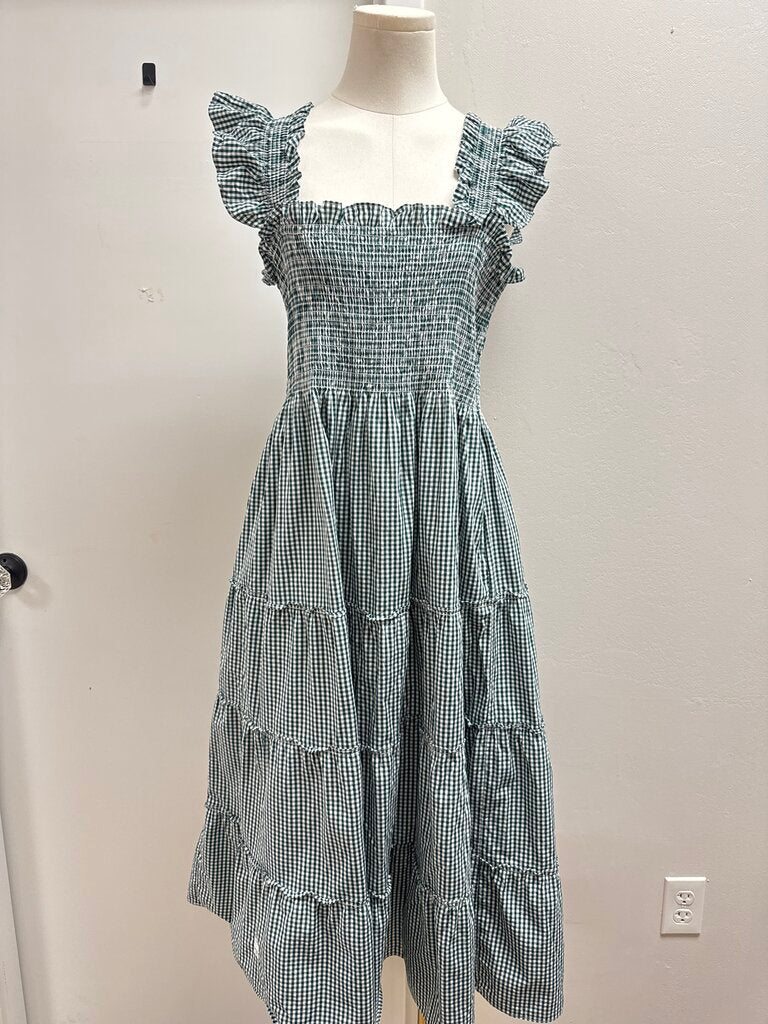 Hill House Green Gingham Maxi Dress