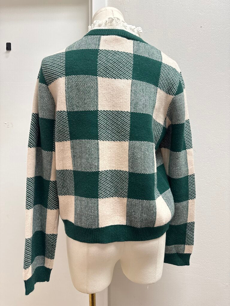 Anthropologie Green Plaid Sweater