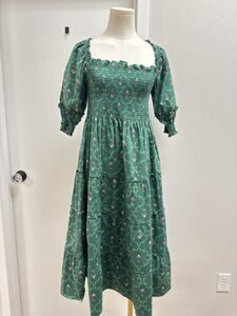 Hill House Green Floral Maxi Dress