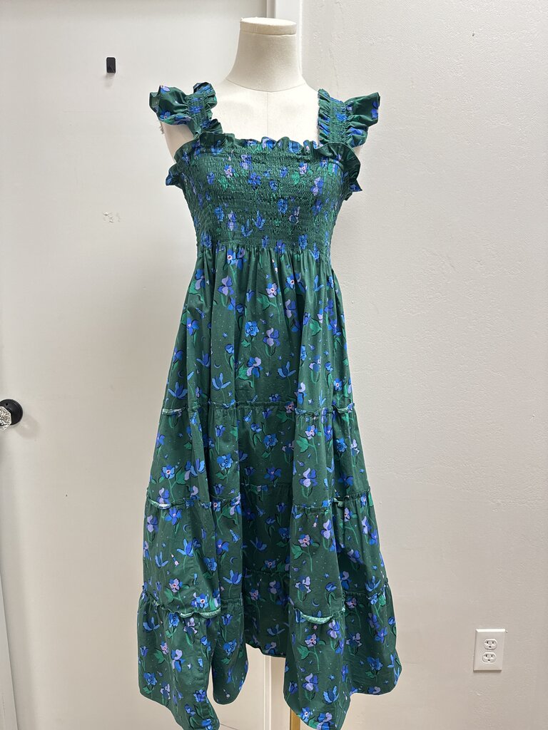 Hill House Dark Green Floral Maxi Dress
