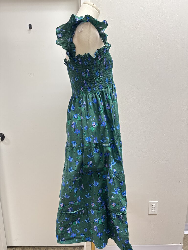 Hill House Dark Green Floral Maxi Dress