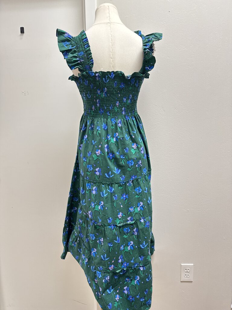 Hill House Dark Green Floral Maxi Dress
