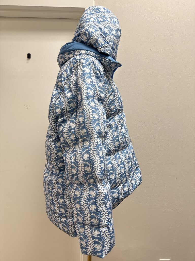 Hill House Blue Floral Down Puffer Reversible Jacket