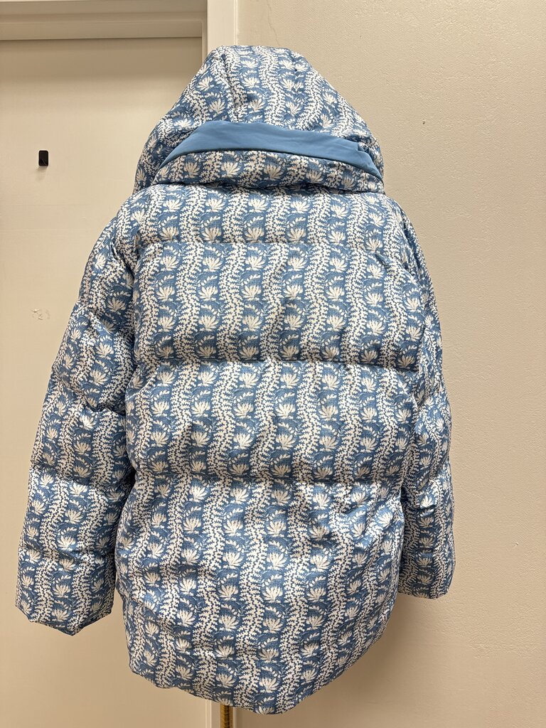 Hill House Blue Floral Down Puffer Reversible Jacket