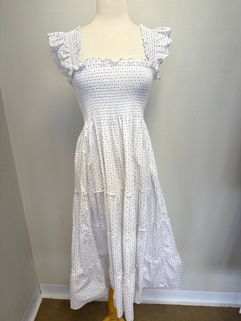 Hill House White Pin Dot Maxi Dress