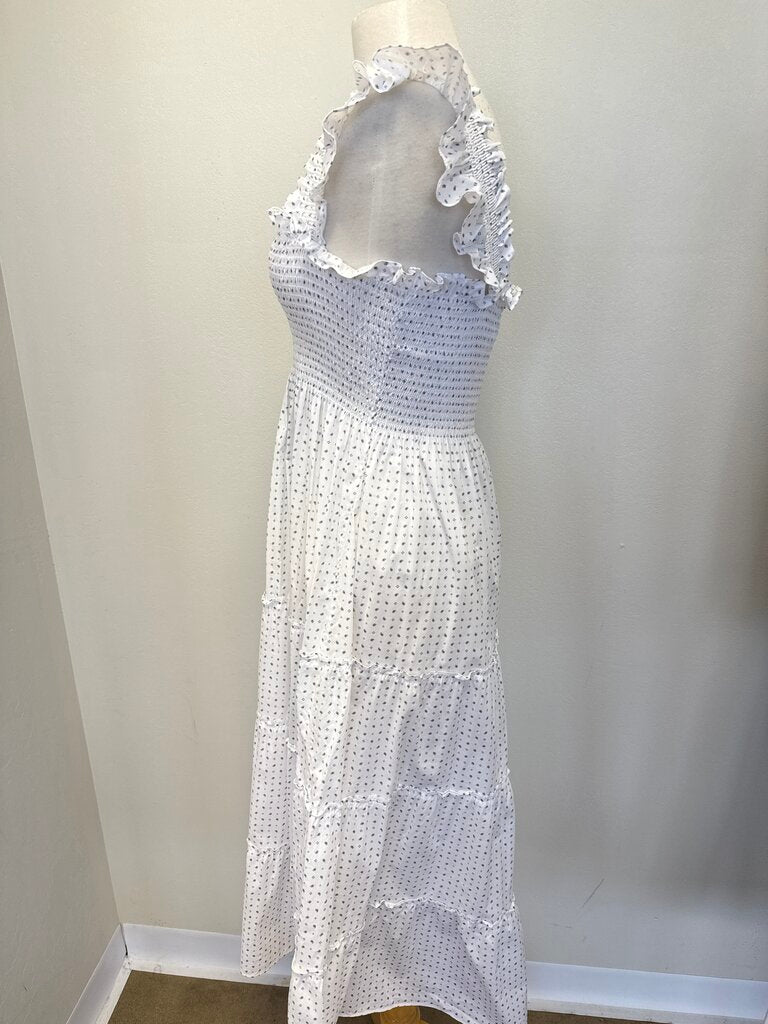 Hill House White Pin Dot Maxi Dress