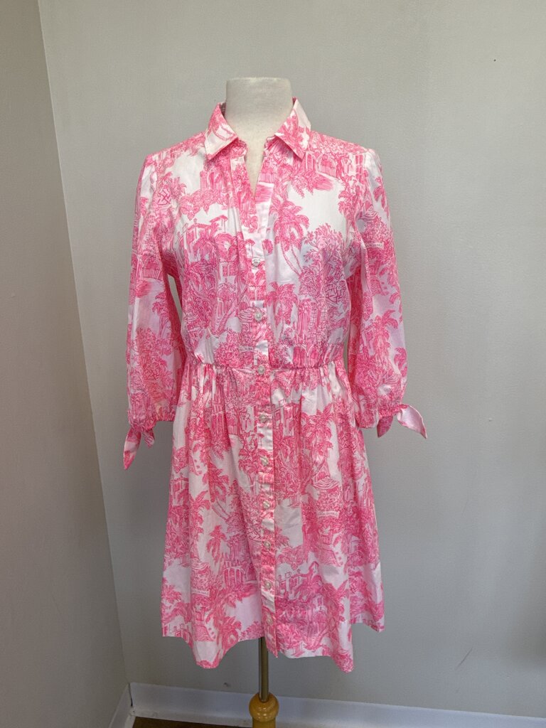 Lilly Pulitzer Pink and White Palm Beach Print Dress