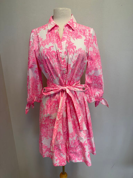 Lilly Pulitzer Pink and White Palm Beach Print Dress