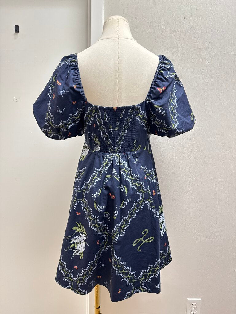 Hill House Navy Floral Puff Sleeve Mini Dress