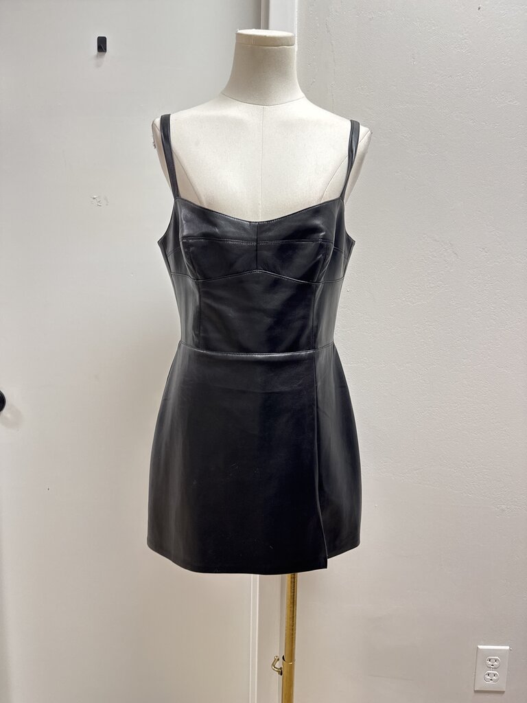 Amanda Uprichard Black Faux Leather Romper