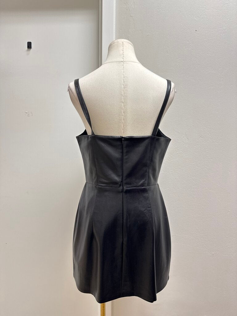 Amanda Uprichard Black Faux Leather Romper