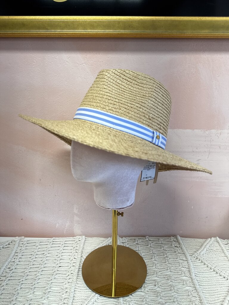 Lele Sadoughi Straw Striped Band Hat NWT