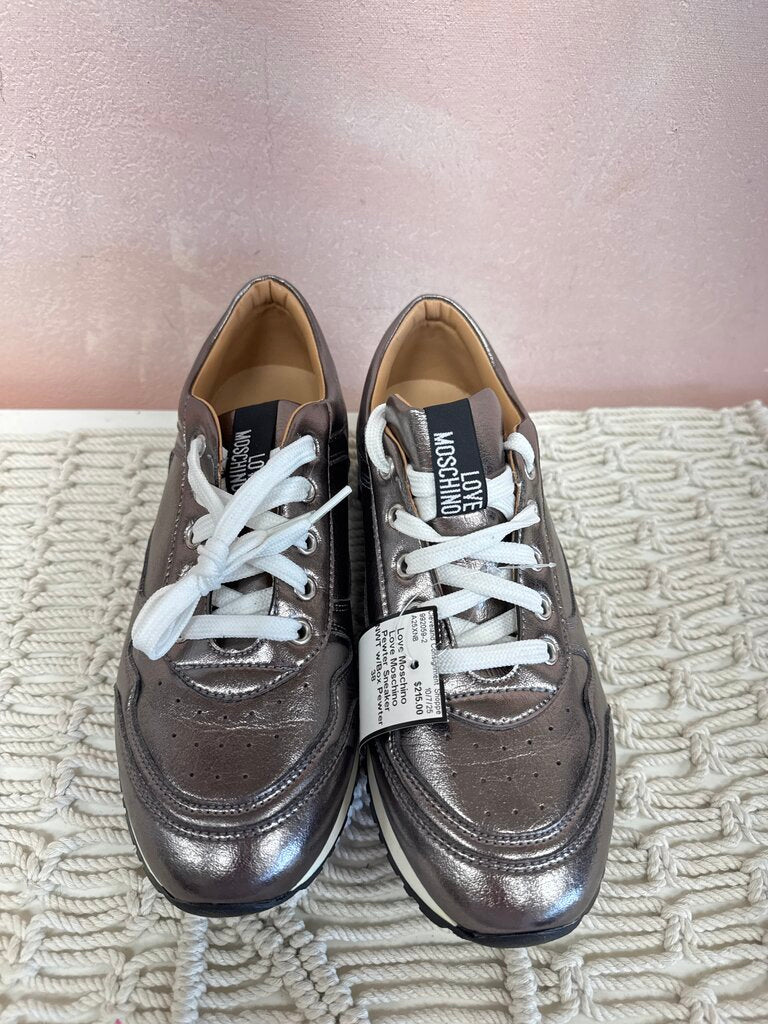 Love Moschino Pewter Sneaker NWT w/Box
