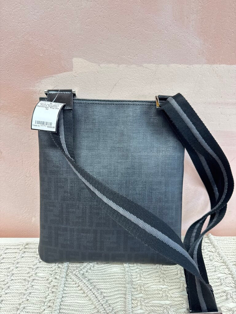 Fendi Black Zucca Spalmati Messenger Bag (As Is)