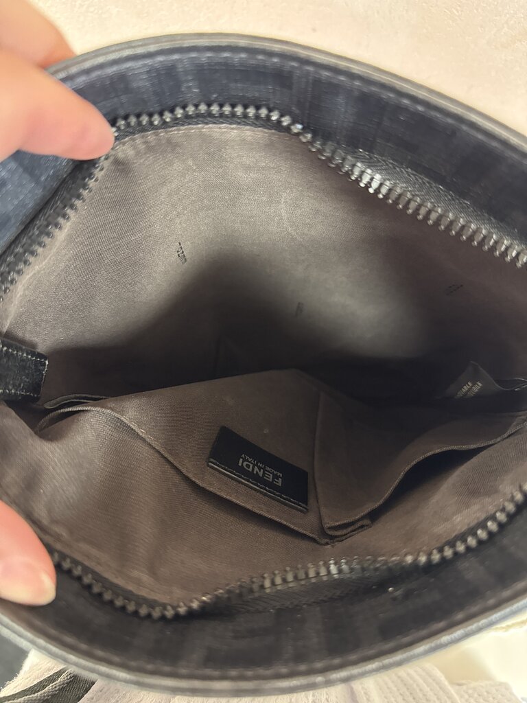 Fendi Black Zucca Spalmati Messenger Bag (As Is)