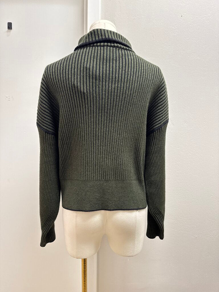 Varley Green Ribbed Zip Up Cardigan