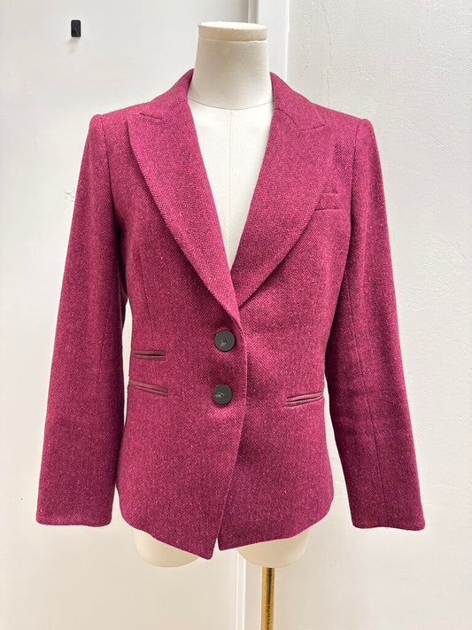 Veronica Beard Cranberry Herringbone Blazer
