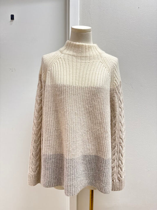 Kinross Cashmere Cream Mock Neck Cashmere Sweater