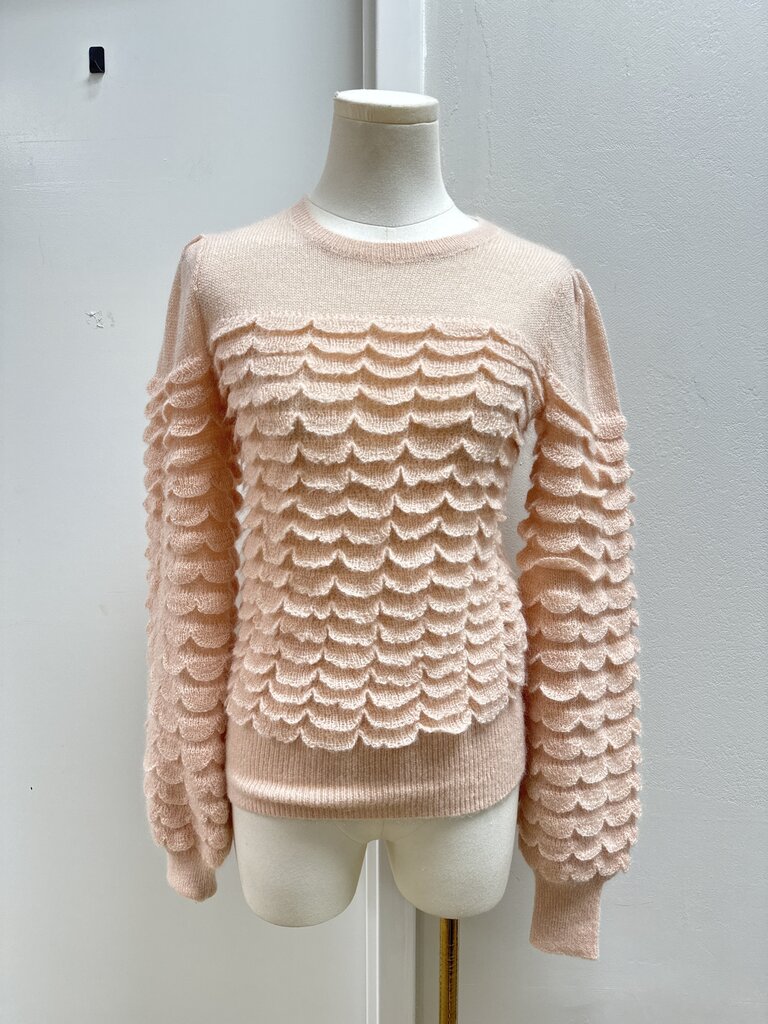 Zimmermann Light Pink Scallop Sweater NWT