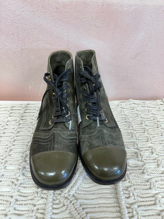 Chanel Olive Suede Combat Boot