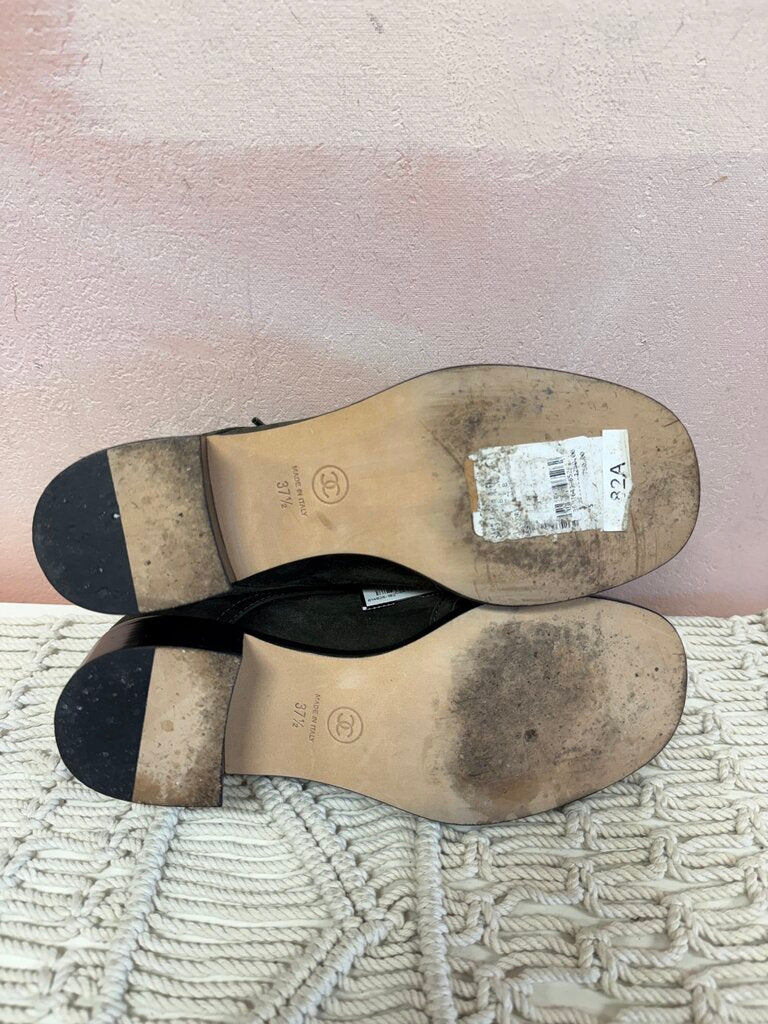 Chanel Olive Suede Combat Boot