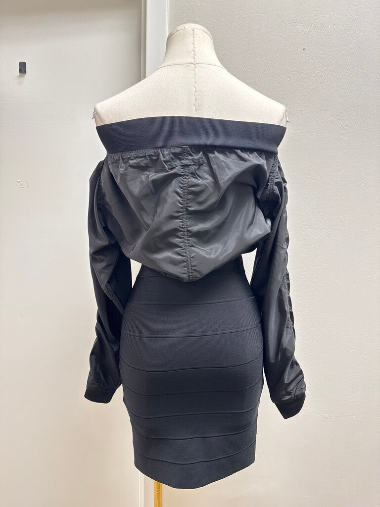 Herve Leger Black Zip Up Dress