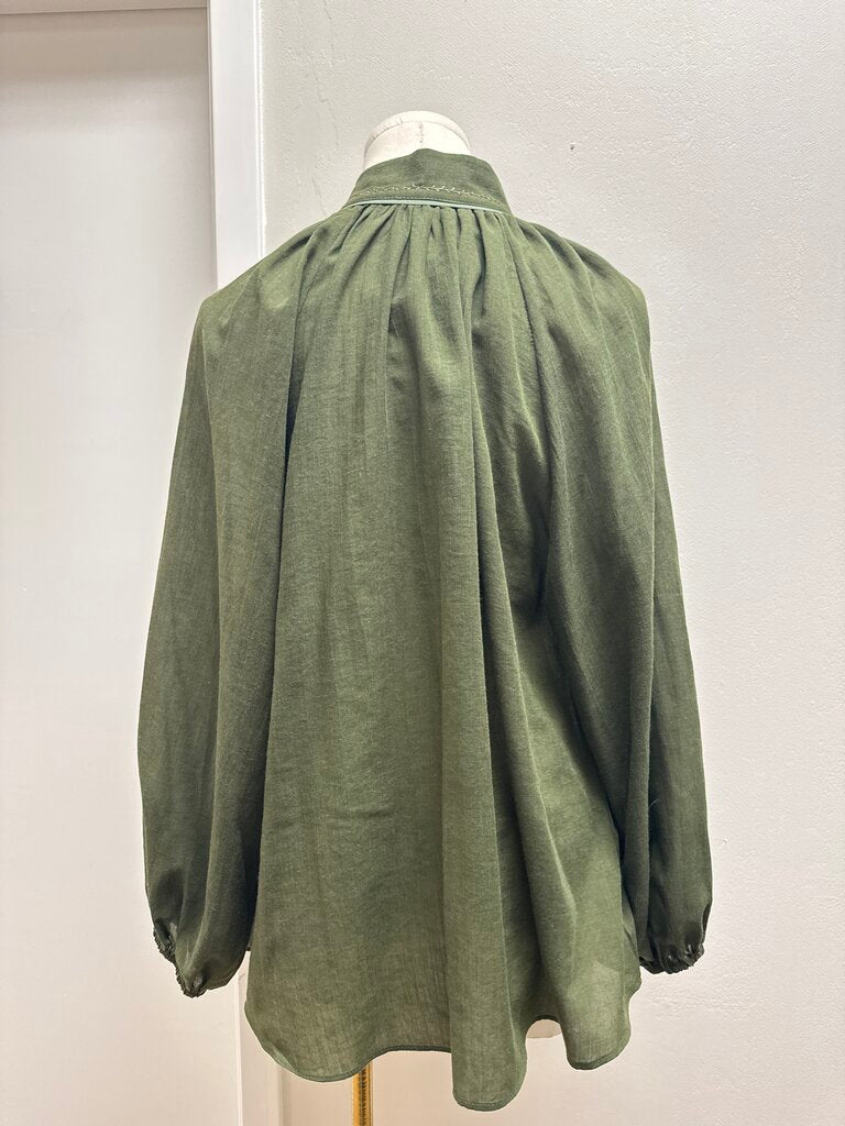 Rosewater House Green Mock Neck Henley