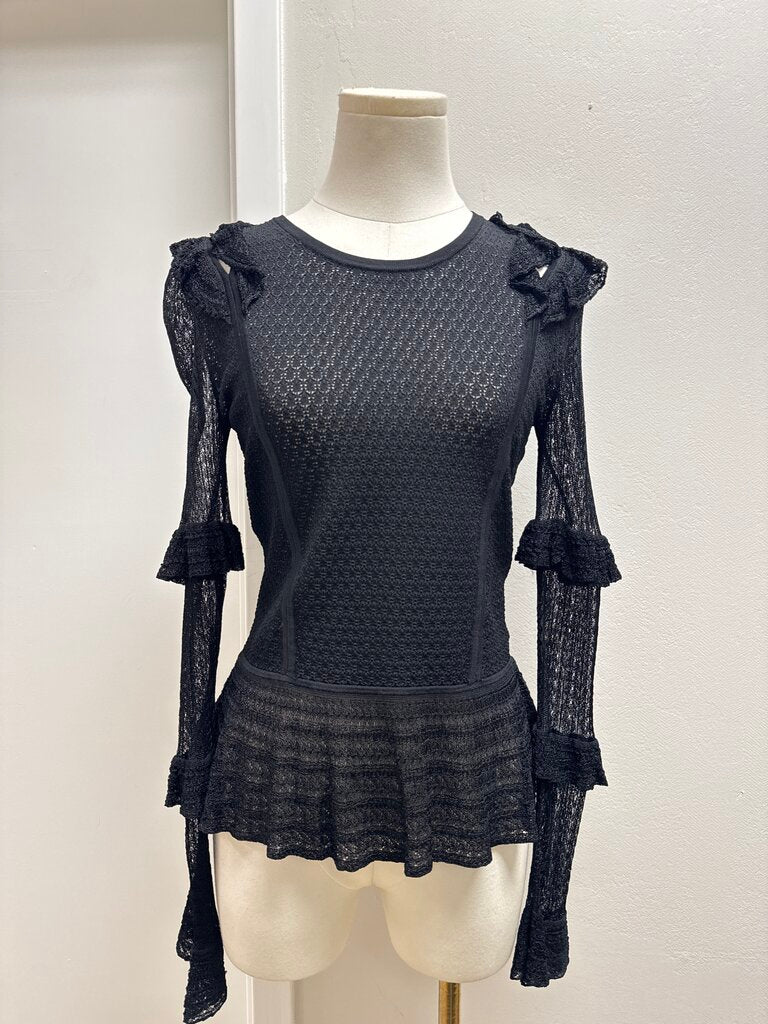 Scripted Black Lace Top
