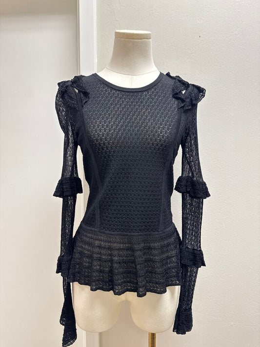 Scripted Black Lace Top