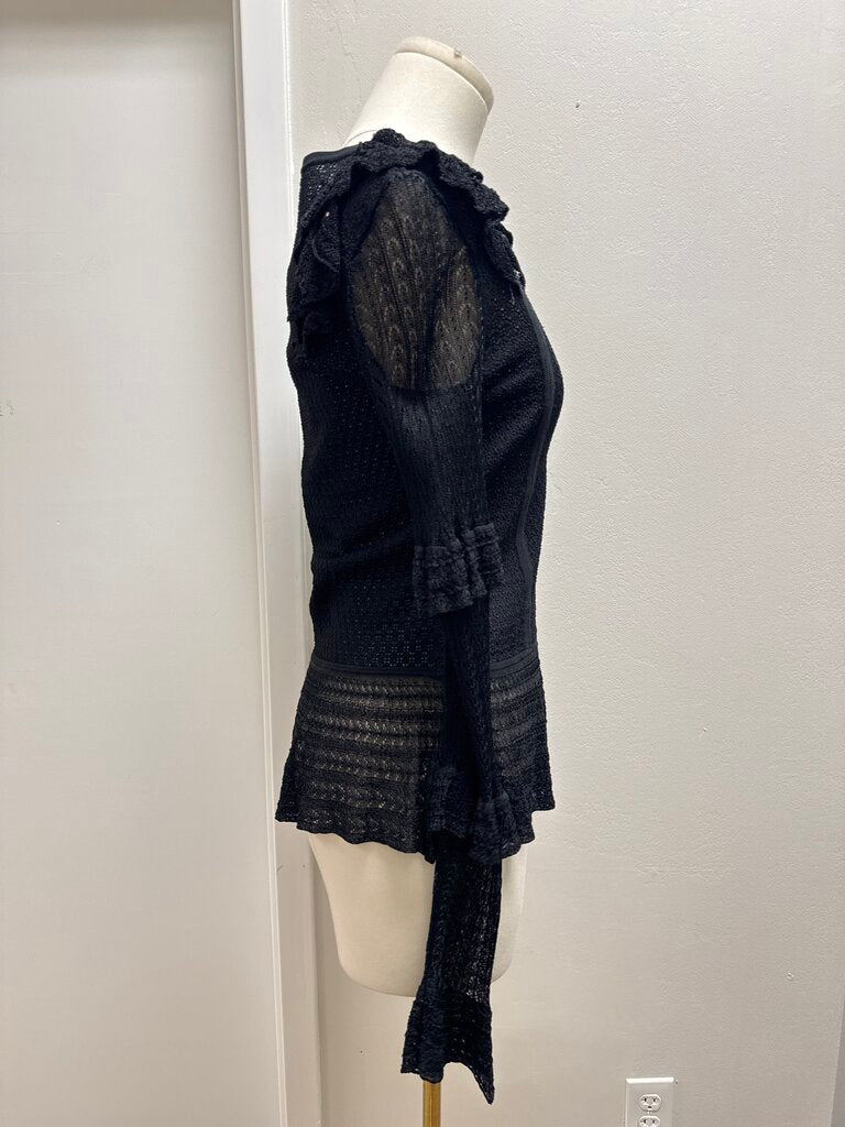 Scripted Black Lace Top