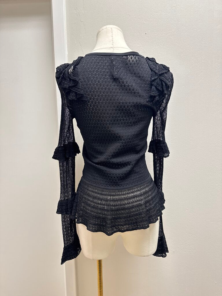 Scripted Black Lace Top