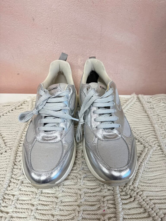 Ferragamon White and Silver Sneaker
