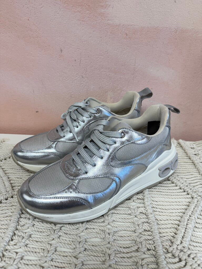 Ferragamon White and Silver Sneaker