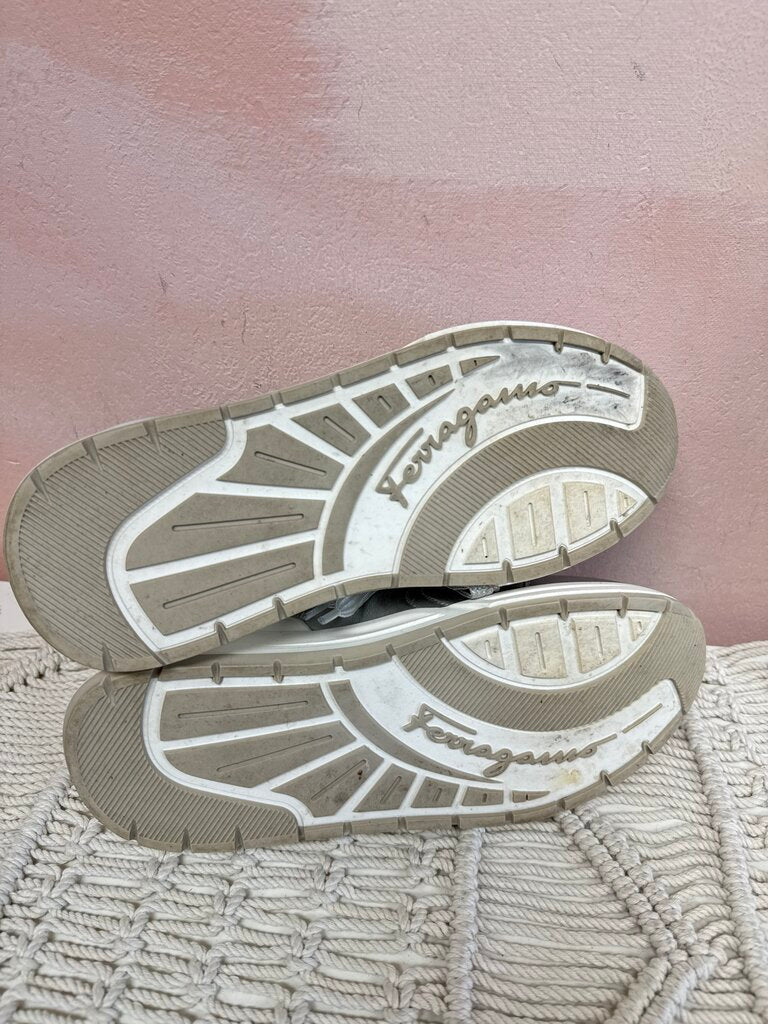 Ferragamon White and Silver Sneaker