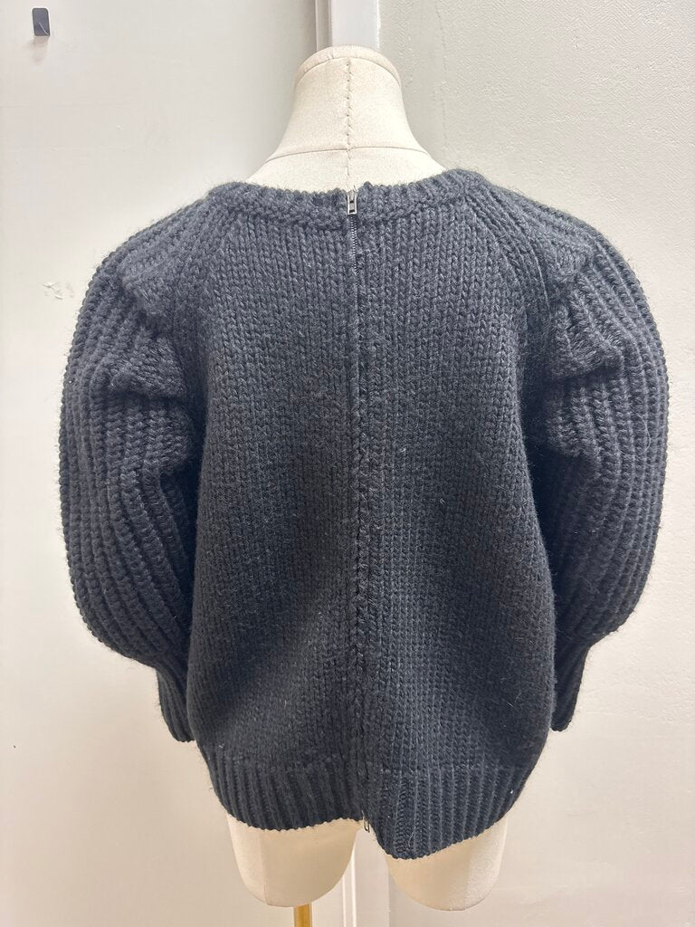 Miu Miu Black Puff Sleeve Chunky Knit Sweater
