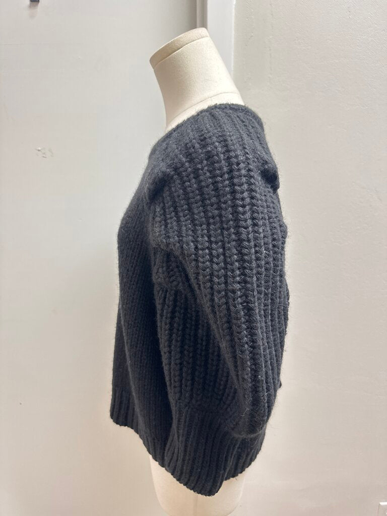 Miu Miu Black Puff Sleeve Chunky Knit Sweater