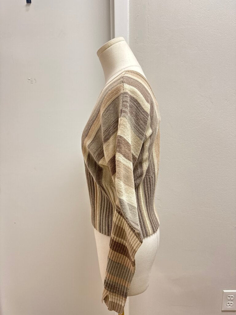 Jonathan Simkhai Tan Striped Puff Sleeve Sweater