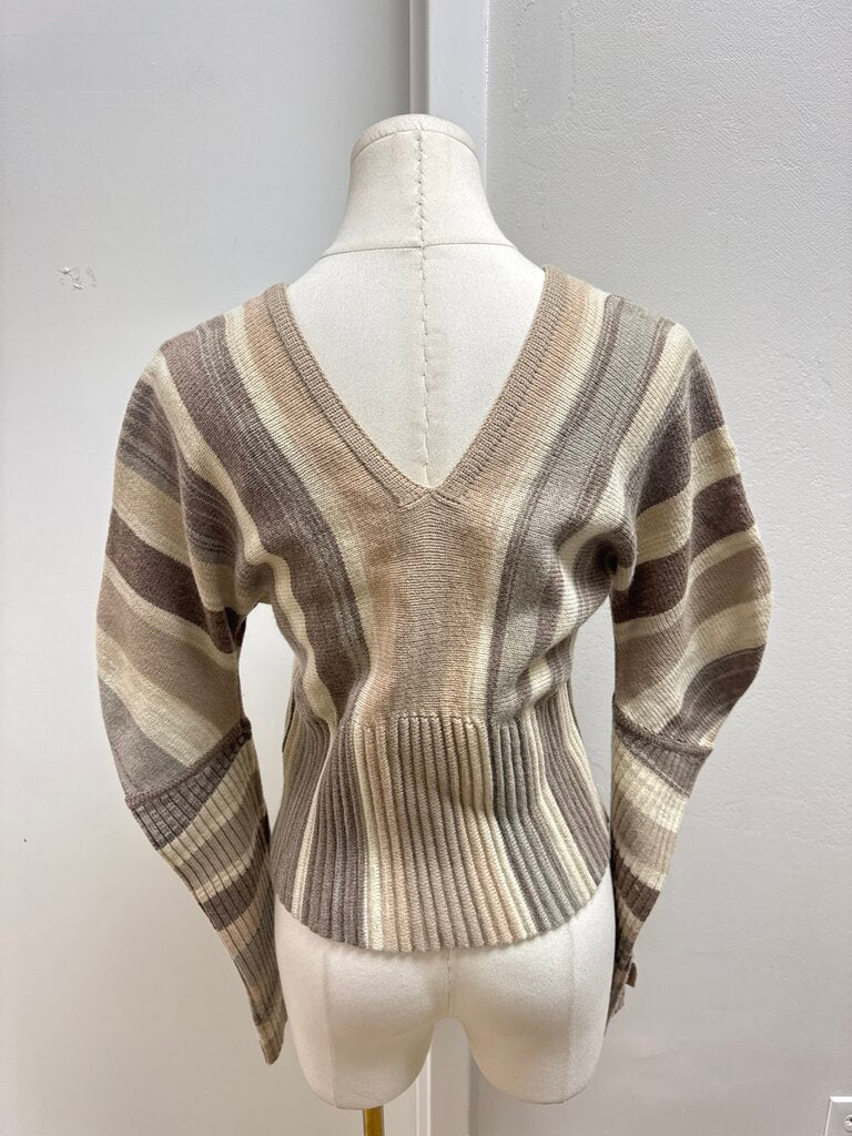 Jonathan Simkhai Tan Striped Puff Sleeve Sweater
