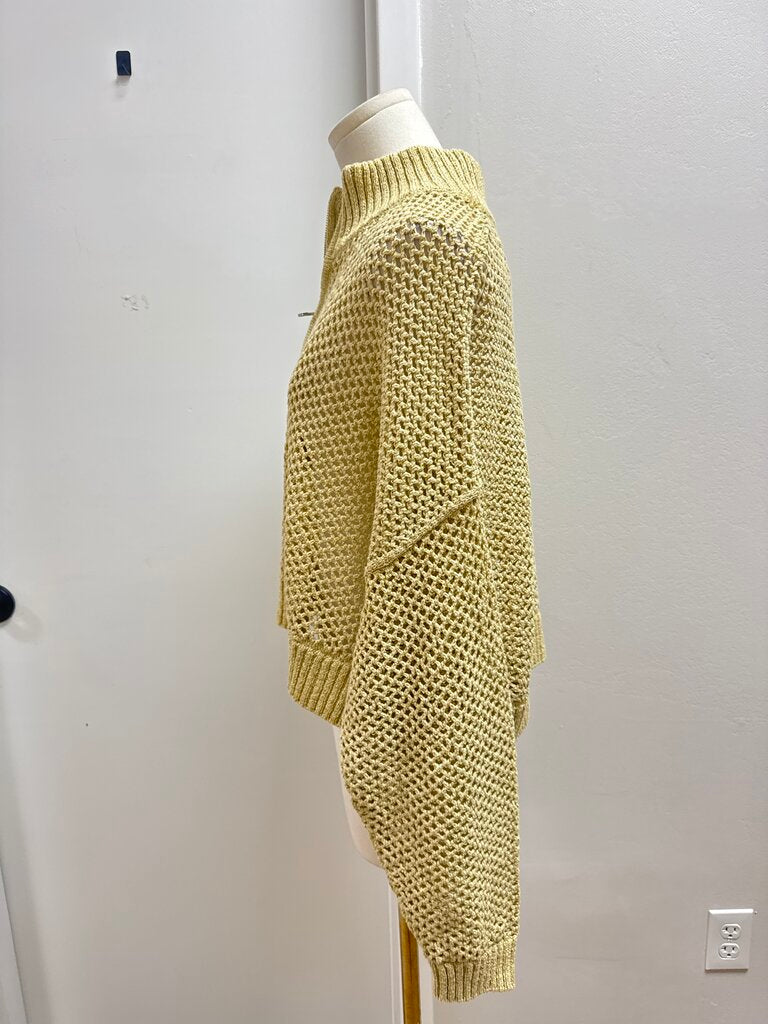 Staud Tan Open Knit 1/2 Zip