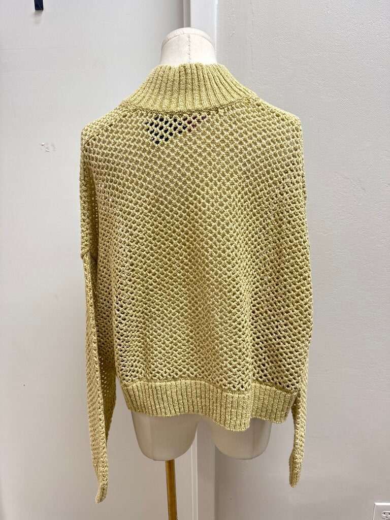 Staud Tan Open Knit 1/2 Zip