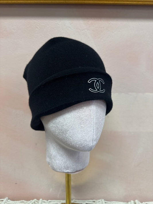 Chanel Black Knit Beanie