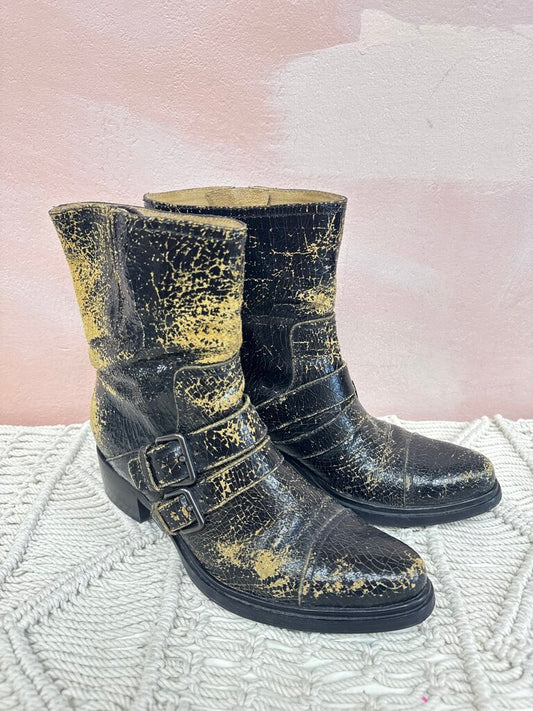 Miu Miu Black Crinkle Boots w/Box